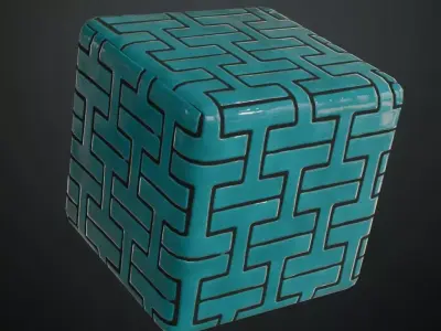 Turquoise Glossy Scallop Fish Scale Ceramic Tiles PBR Seamles Texture