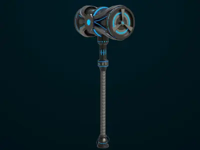 Sci Fi Battle Hammer 08 All PBR Unity UE Textures Included Low-poly 3D model