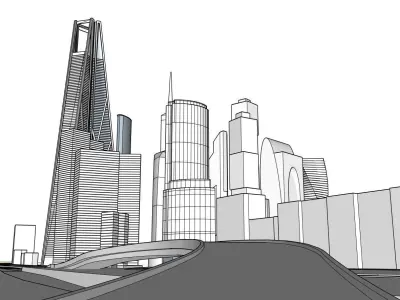 Moscow City Downtown Low-poly 3D model