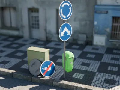 Czech road signs pack - Commands Low-poly 3D model