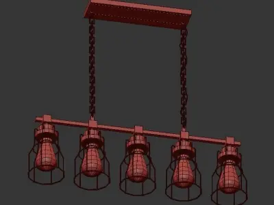 Industrial Wire Cage Wide Chandelier 3D model