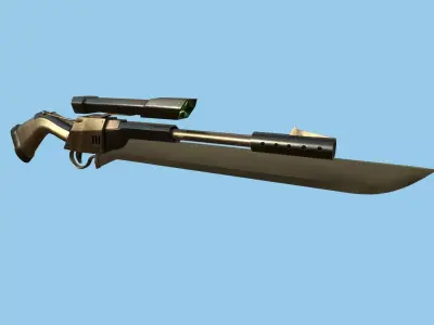 Sniper Gunblade 01 - Bronze Black - Weapon SciFi Design Low-poly 3D model