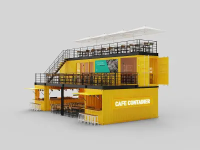 Shipping Container Cafe and Restaurant 3D model