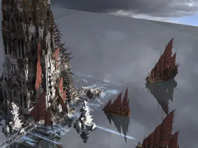 Asian samurai Ruins Kit bash  3D model