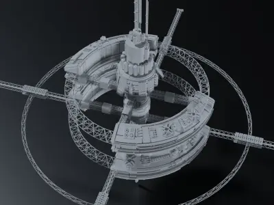 Space Station and Debris 3D model