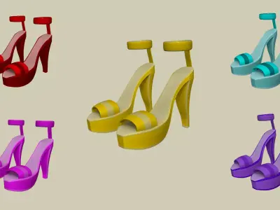 Simple Girl Heels - 05 Color Options - Character Design Low-poly 3D model