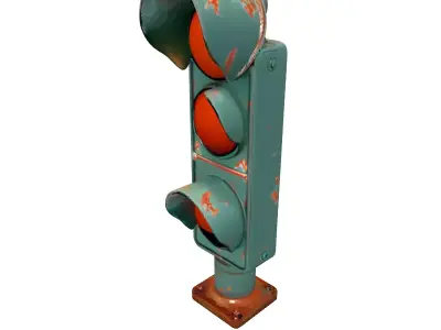 Rusty Vintage Traffic Light Prop Low-poly 3D model