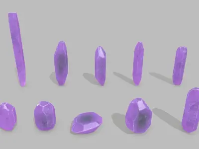 crystal set Low-poly 3D model