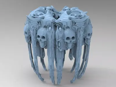 Scull Egyptian pillar cave wall 3D 3D model