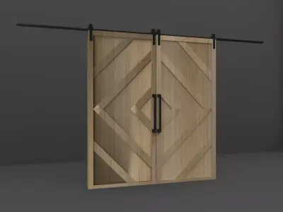 Sliding Wood Door 3D model