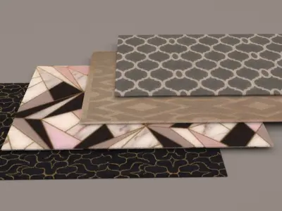 Carpets four different patterns 3D model