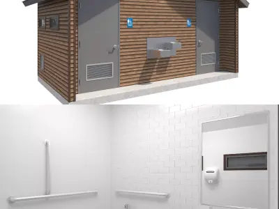 Public Building-004 Restroom With Interior 3D model