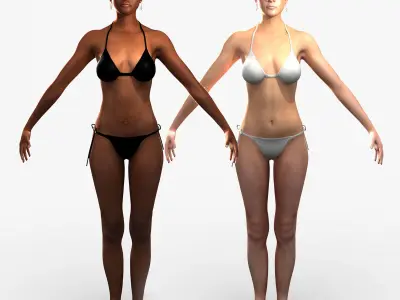 African American and Caucasian Female Characters 3D model