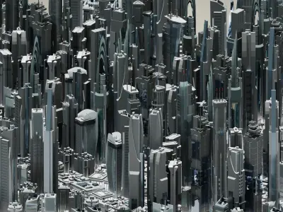 35 Futuristic Buildings VOL 1 Low-poly 3D model