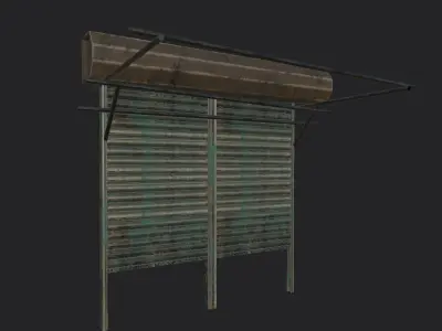 Shops And Shutter Low-poly 3D model