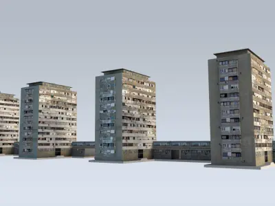 Slum Residential Towers Low-poly 3D model