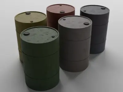 Oil Barrels with dirt Low-poly 3D model
