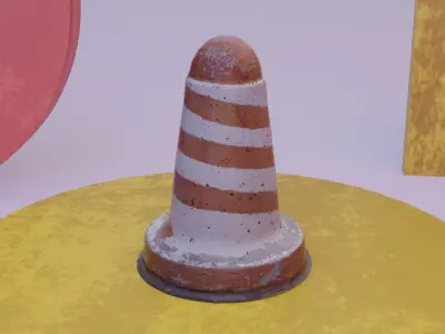 Concrete road bollard 03 Low-poly 3D model