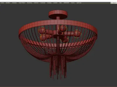 Paris Rain Brass chandelier Low-poly 3D model