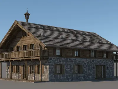 Wooden Cabin Chalet 2 3D model