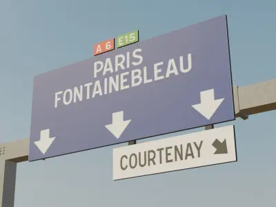 French Highway Billboard 3D Model Low-poly 3D model