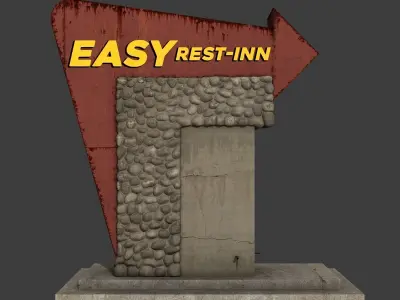 Motel Sign Low-poly 3D model