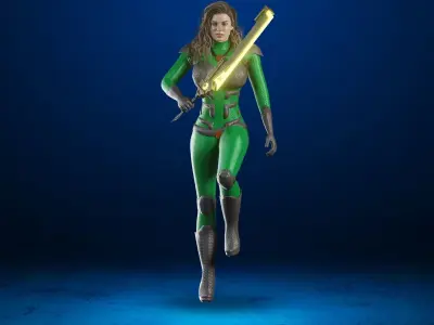 Sci-fi  Female - Rigged Low-poly 3D model