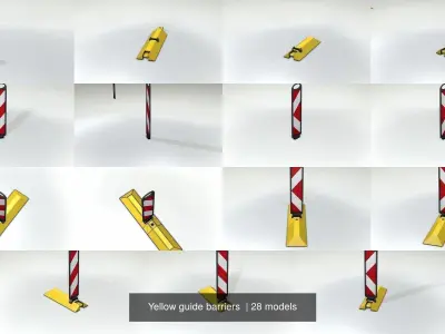 Yellow guide barriers  3D Model Pack