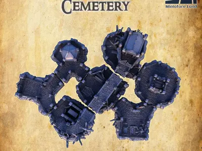 Medieval Cemetery Tabletop Terrain 28 MM 3D print model