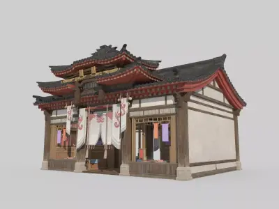 Ancient Asian Architectural Fabric Store 3D model