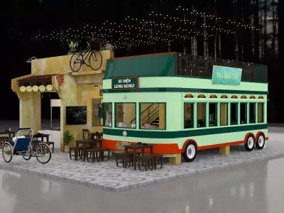 Bus retaurant classic 3D model