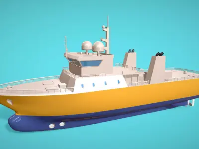 Low Poly Marine Supply Vessel Ship Model 1 Low-poly 3D model