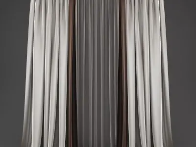 Curtains511 curtain with drapes Low-poly 3D model