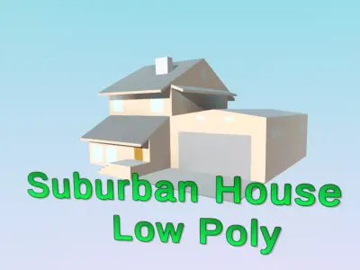 Suburban House Low Poly Free low-poly 3D model