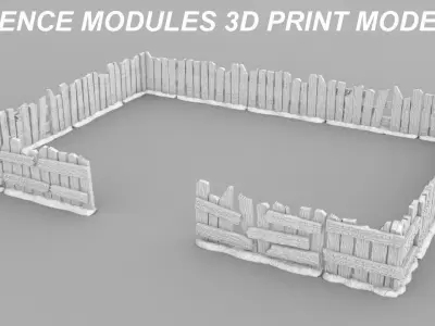 Tabletop Miniatures - Wooden Fence Modulars 3D print model