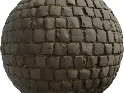 Old Cobblestone Street With Moss Texture