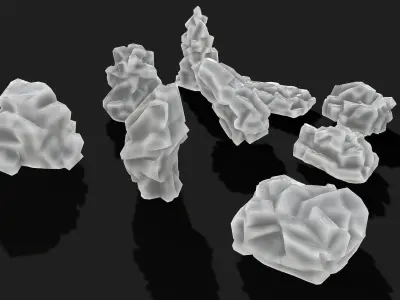 Mountain ice Rocks - PBR Pack 13 Low-poly 3D model