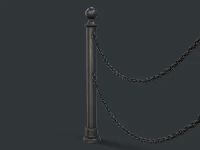 Street Bollard 10 PBR Game Ready Low-poly 3D model