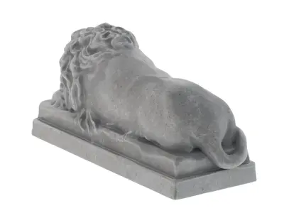 Lion stone statue 01 3D model