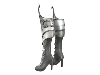 Sci-fi Medieval Steampunk High Heel Metal Armour Boots Low-poly 3D model