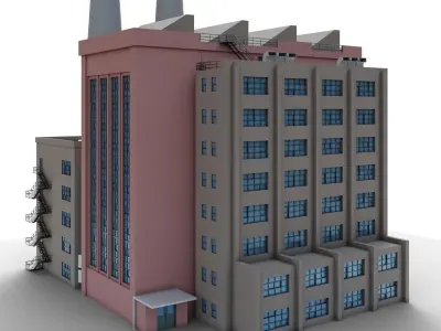 Factory Low-poly 3D model 2