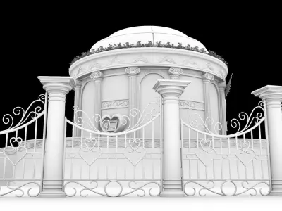 Cupid Love theme castle and temple- building Kitbash Low-poly 3D model