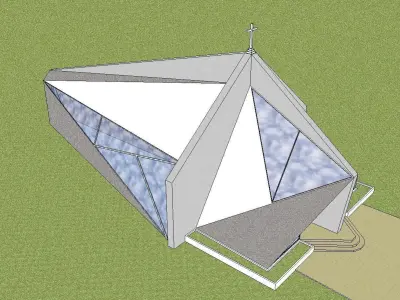 Architecture-Religion-God-Culture-Temple-093 church with tria... 3D model