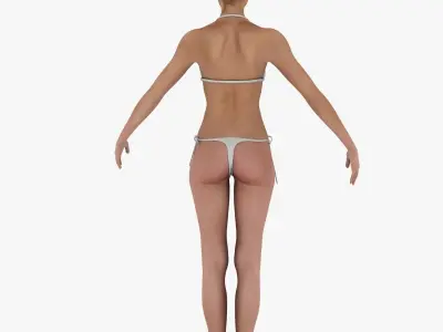 Female Character With Bikini Walk Cycle 3D model