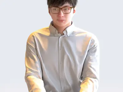 Posed Asian Casual Man - 5 Pack 2 - C1-M2E 3D model