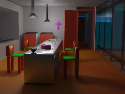 High poly KITCHEN and dining room 3D model