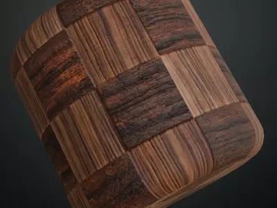 Polished Checkerboard Wood Parquet PBR Seamless Texture