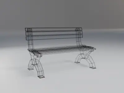 outdoor bench - beige wood - modern rough Low-poly 3D model