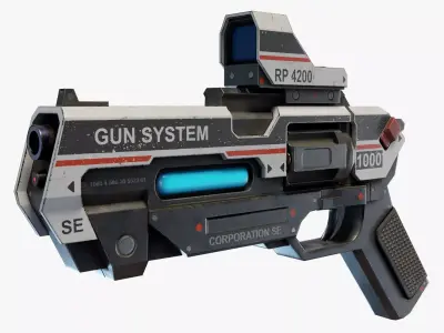 Sci Fi Revolver Low-poly 3D model