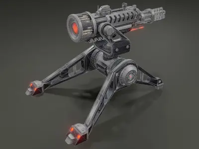 Stylized turret Low-poly 3D model